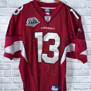 ARIZONA CARDINALS SUPER BOWL XLIII Kurt Warner Stitched Reebok Jersey MENS 48